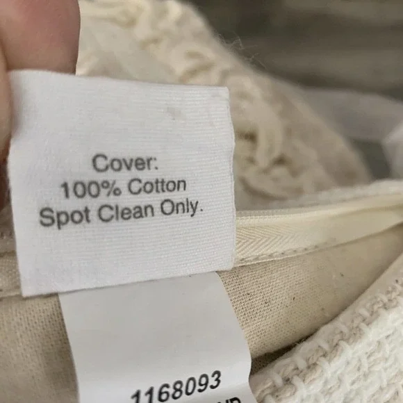 ARHAUS Winstead Lumbar Pillow Cover Ivory Shag Striped Pattern Fringe India NEW - Picture 4 of 6